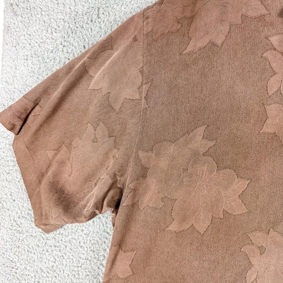 Tommy Bahama Shirt‎ Mens 2XL Brown 100% Silk Tonal Floral Hawaiian Aloha Camp - Picture 6 of 13